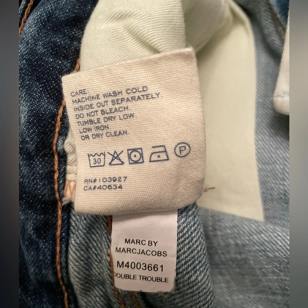 Marc Jacobs RARE big jeans DOUBLE TROUBLE denim sz 27 oversized selvege 32 waist - Picture 11 of 12